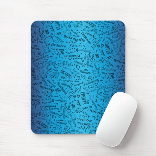 Classical Music Composers Blue and Navy Mouse Pad