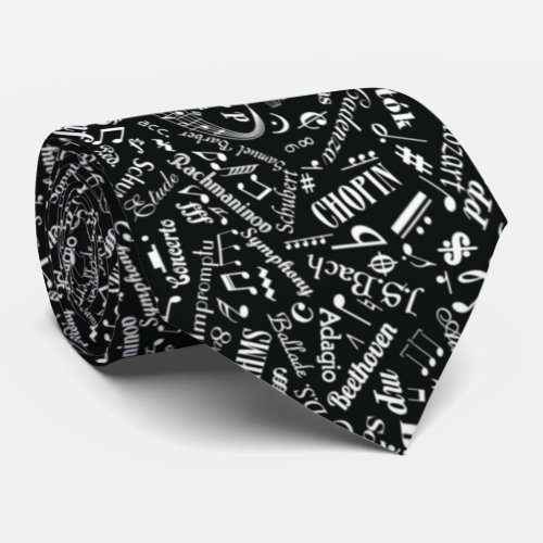 Classical Music Composers Notation Symbol Black Neck Tie
