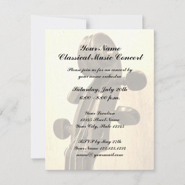 Classical music concert party invitation template (Front)