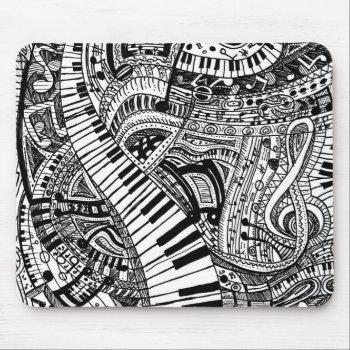 Classical Music Doodle With Piano Keyboard Mouse Pad by UDDesign at Zazzle