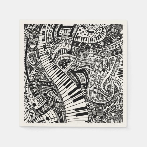 Classical music doodle with piano keyboard napkins