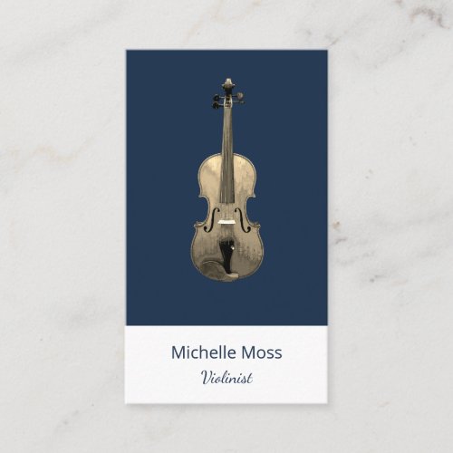 Classical Music Elegant Violin Performer Navy Blue Business Card