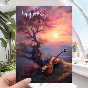 Classical Music Lover or Violinist Bonsai Birthday Card