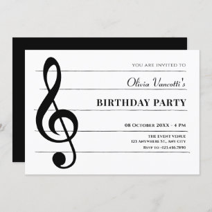 Classical music notes birthday invitation