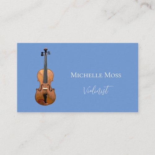 Classical Music Simple Violin Light Blue Business Card