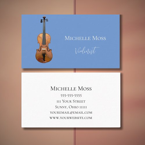Classical Music Simple Violin Light Blue Business Card
