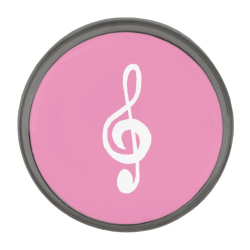 Classical Music Treble Clef Cute Pink Gunmetal Finish Lapel Pin