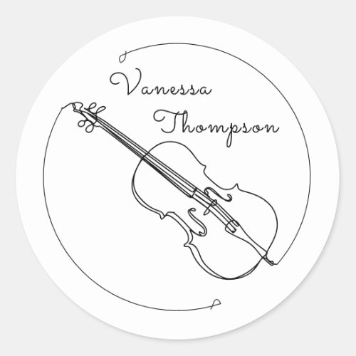 Classical Music Violin Name Minimalist Classic Round Sticker