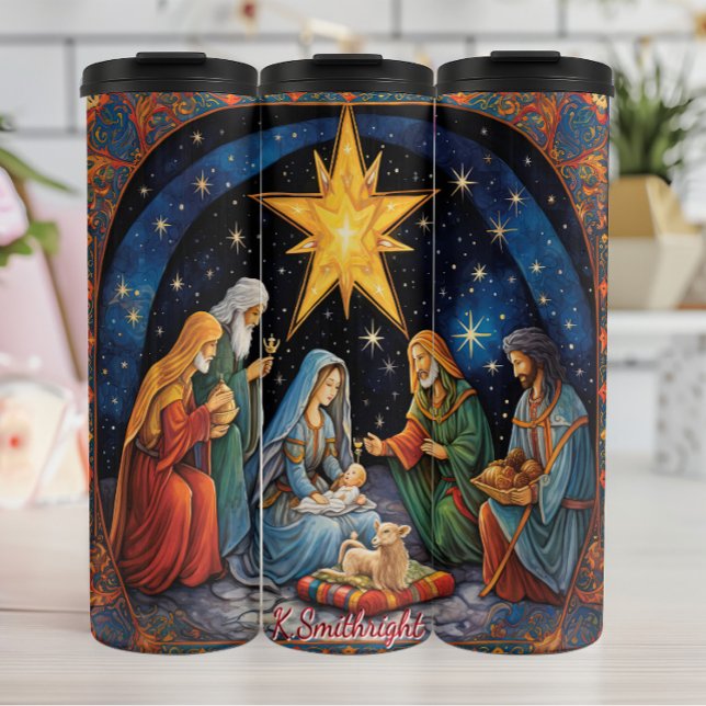 Classical Nativity Scene with Star Thermal Tumbler (Creator Uploaded)