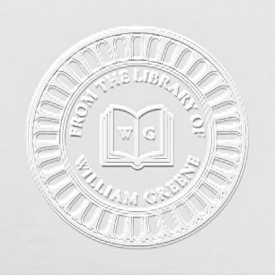 Classical Open Book Monogram Ex Libris Embosser