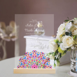 Classical Ornate Art Deco Style Mandala Wedding Acrylic Invitations