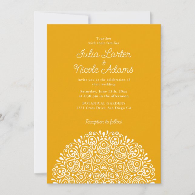 Classical Ornate Art Deco Style Mandala Wedding Invitation (Front)