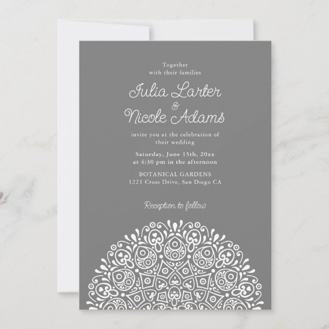 Classical Ornate Art Deco Style Mandala Wedding Invitation (Front)