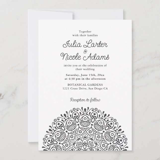Classical Ornate Art Deco Style Mandala Wedding Invitation (Front)