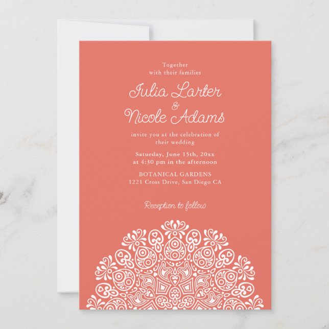 Classical Ornate Art Deco Style Mandala Wedding Invitation (Front)