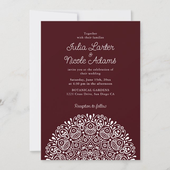 Classical Ornate Art Deco Style Mandala Wedding Invitation (Front)