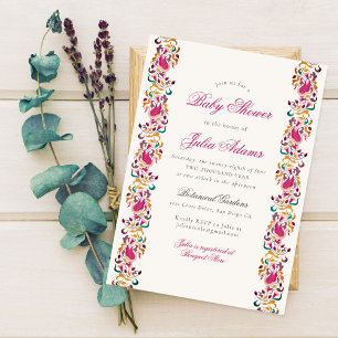 Classical Pearl Swan Floral Frame Baby Shower Invitation