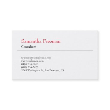 Classical Plain Black Red & White Minimalist Business Card Classical Plain Black Red & White Minimalist Business Card