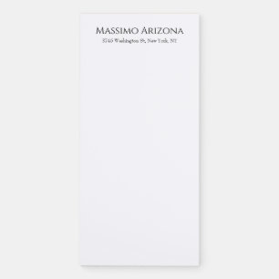 Classical Plain Elegant Black & White Minimalist Magnetic Notepad