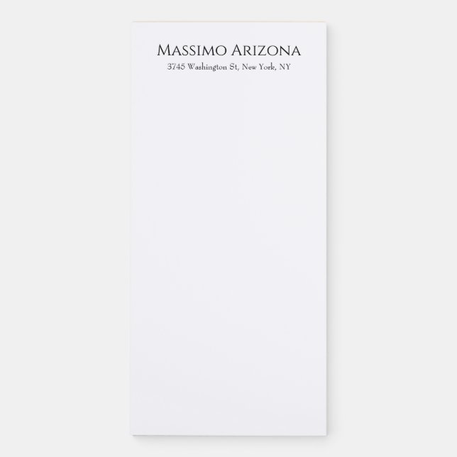Classical Plain Elegant Black & White Minimalist Magnetic Notepad (Front)