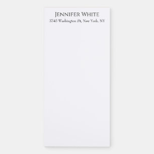 Classical Plain Elegant Black & White Minimalist Magnetic Notepad