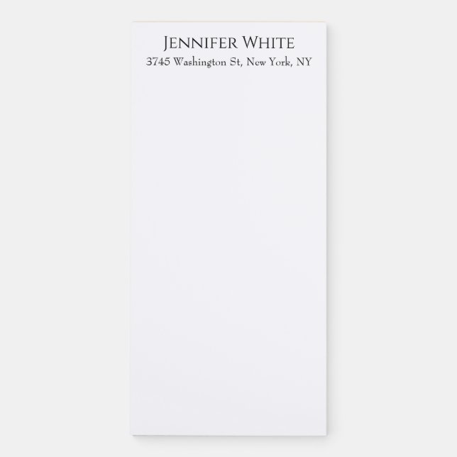 Classical Plain Elegant Black & White Minimalist Magnetic Notepad (Front)