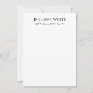 Classical Plain Elegant Black & White Minimalist Note Card