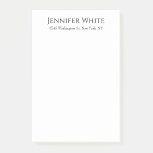Classical Plain Elegant Black & White Minimalist Post-it Notes