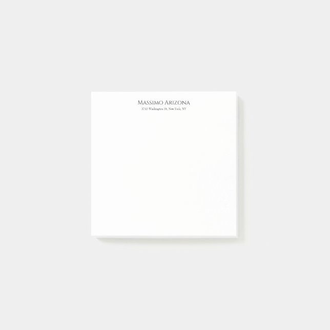 Classical Plain Elegant Black & White Minimalist Post-it Notes (Front)
