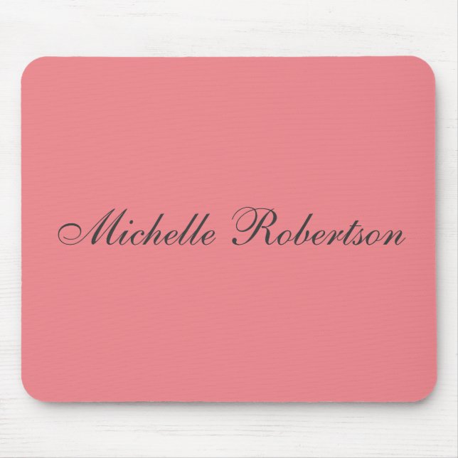 Classical Plain Minimalist Add Own Name Mouse Pad (Front)
