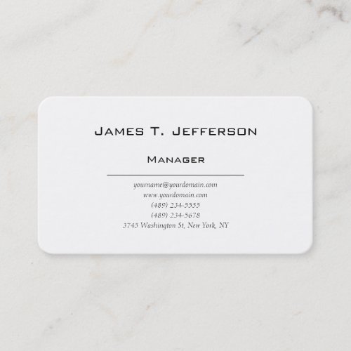 Classical plain minimalist business card