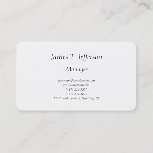 Classical plain minimalist white custom business c business card