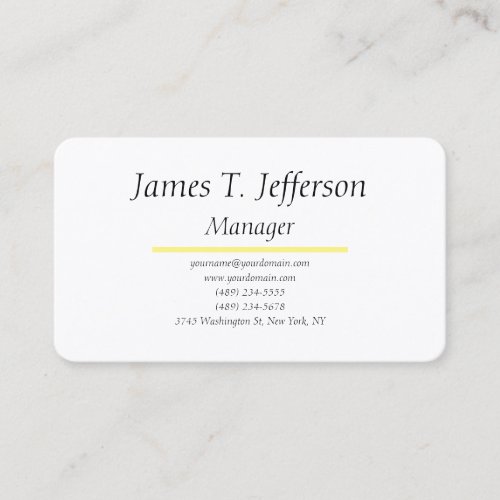 Classical plain minimalist white custom business card