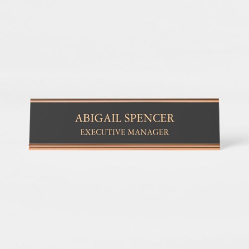 Classical Plain Simple Black Professional Desk Name Plate