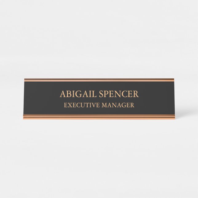 Classical Plain Simple Black Professional Desk Name Plate (Front)