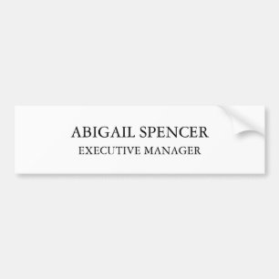 Classical Plain Simple Black White Professional Bumper Sticker