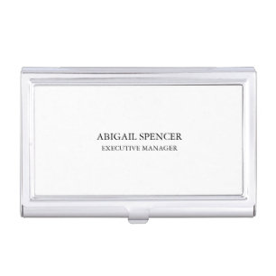 Classical Plain Simple Black White Professional Business Card Case