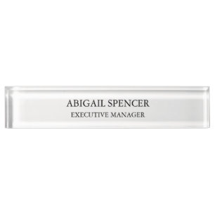 Classical Plain Simple Black White Professional Desk Name Plate