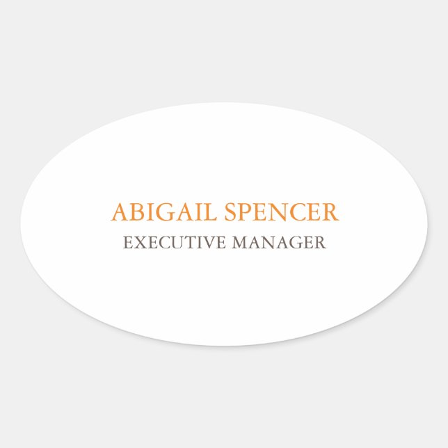 Classical Plain Simple Black White Professional Oval Sticker (Front)