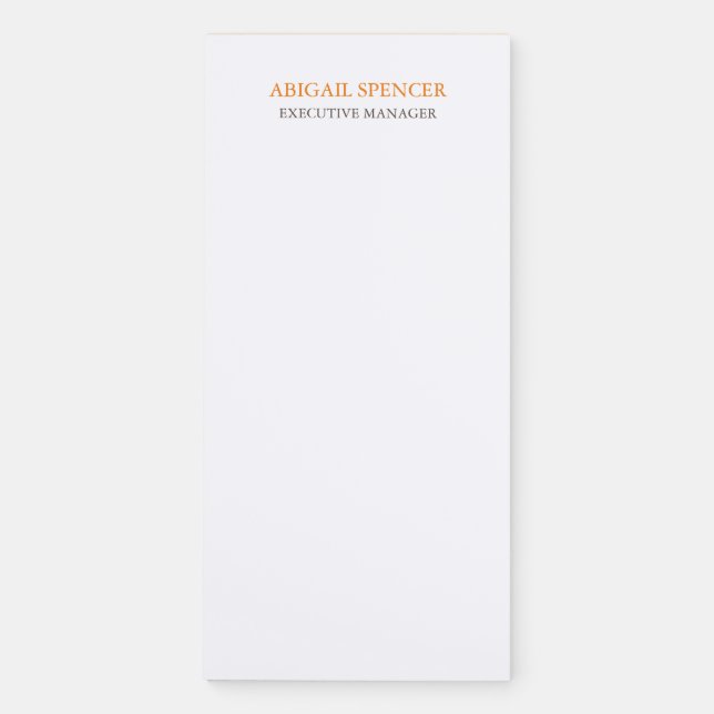 Classical Plain Simple Clean Professional Business Magnetic Notepad (Front)