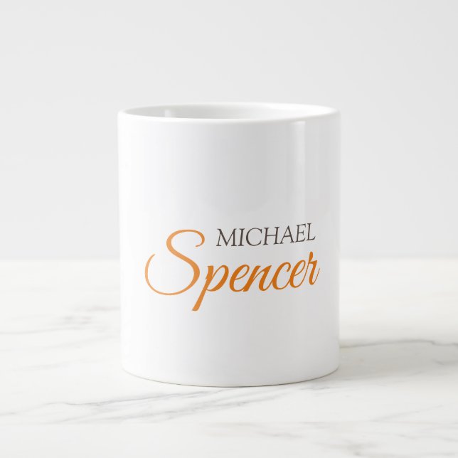 Classical Plain Simple Clean Professional Name Giant Coffee Mug (Front)