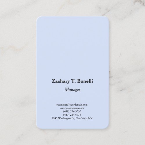 Classical plain simple minimalist blue business card