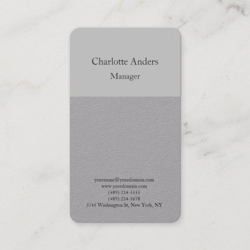 Classical plain simple minimalist premium grey business card