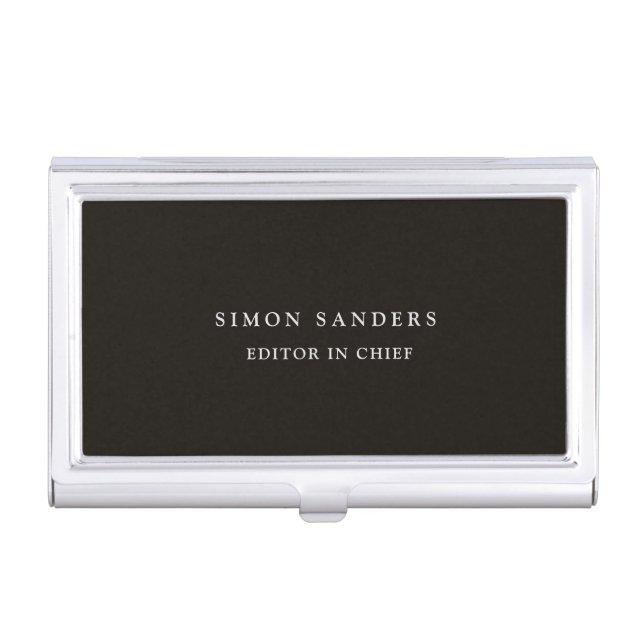 Classical Plain Unique Minimalist Smoky Black Business Card Case (Front)