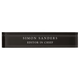 Classical Plain Unique Minimalist Smoky Black Desk Name Plate