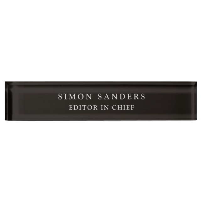Classical Plain Unique Minimalist Smoky Black Desk Name Plate (Front)