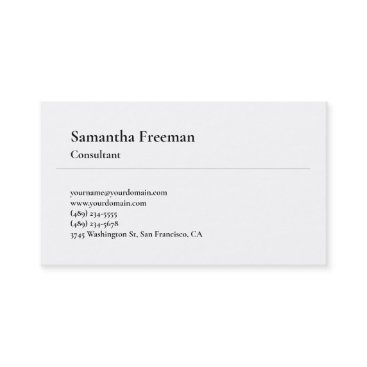 Classical Plain White Minimalist Simple Business Card Classical Plain White Minimalist Simple Business Card