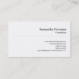 Classical Plain White Minimalist Simple Business Card