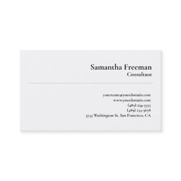 Classical Plain White Minimalist Simple Business Card Classical Plain White Minimalist Simple Business Card