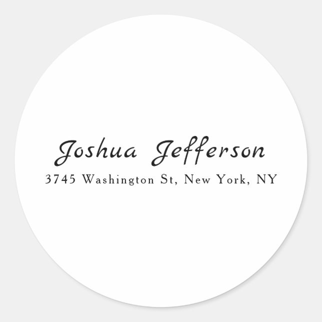 Classical Professional Creative Plain Black White Classic Round Sticker (Front)
